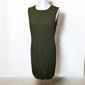 Vintage 90s Classic Sleeveless Sheath Mini Dress Olive Green Giulia Size 14 USA